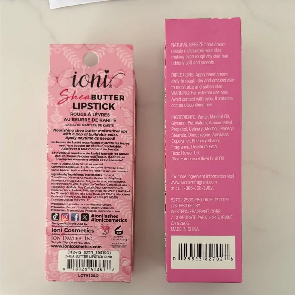 Beauty Set Ioni Pink Shea Butter Lipstick + Hand Cream